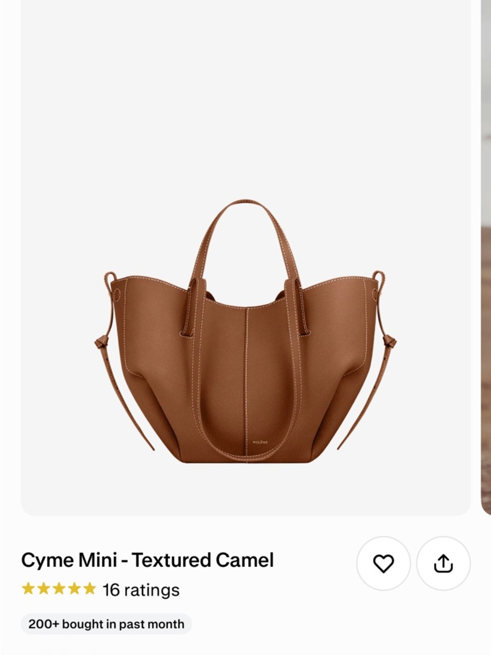 Polène Mini Cyme bag in camel - Picture 2 of 9
